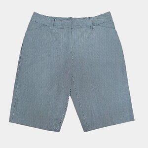AK ANN KLEIN Navy white stripes high waist coastal casual bermudas